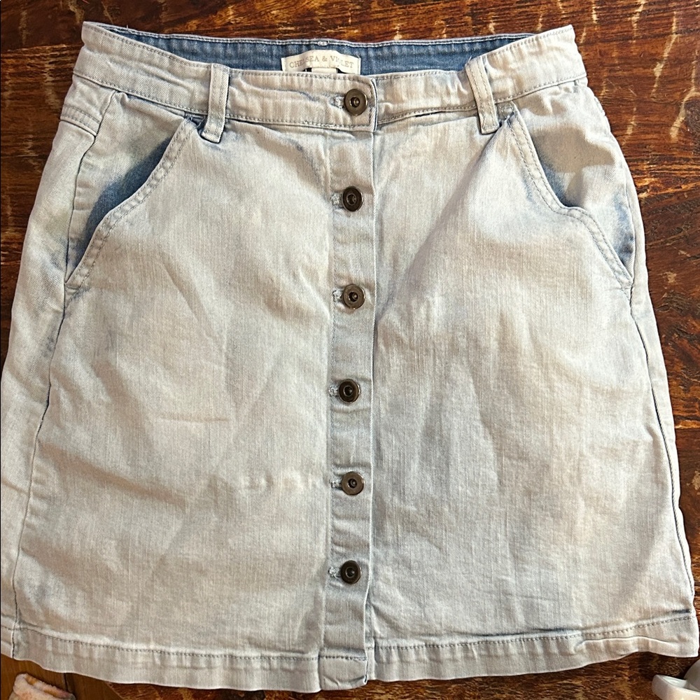 Chelsea & Violet Light Blue Denim A-Line Skirt